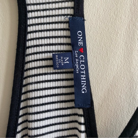 One Clothing Black and White Stripped V-neck Romper - Picture 3 of 7